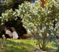 P.S._Kroyer_-_Roses._Marie_Kroyer_seated_in_the_deckchair_in_the_garden_by_Mrs_Bendsen's_house
