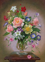 8070716_Roses_Peonies_And_Freesias_In_A_Glass_Vase