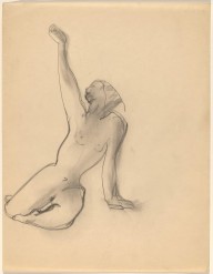 Female Nude Seated on the Ground, Left Arm Supporting Torso, Right Arm Raised-ZYGR68598