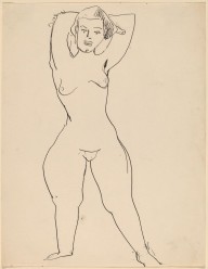 Frontal Nude Standing, Arms Raised and Folded behind Head-ZYGR68784