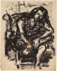 Long-haired Woman Seated with Left Leg Crossed and Hands on Ankle-ZYGR68887