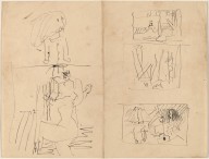 Sheet with Figure Sketches Youngster; Woman Reaching toward Man; Additional Studies-ZYGR68637