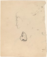 Sketch of a Woman's Face and a Leaf [recto]-ZYGR68824