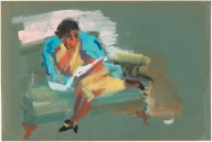 Woman Seated on a Sofa Reading-ZYGR69167