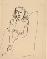 Woman Seated Sideways in Upholstered Chair-ZYGR68627