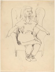Young Girl Seated Erectly in Wing Chair-ZYGR68611