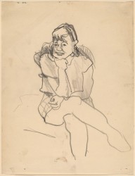 Young Girl Seated Facing Front, Head Propped on Arm-ZYGR68680