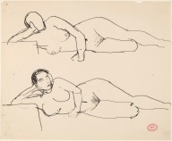 Untitled [two studies of a reclining female nude resting on right arm]-ZYGR122221