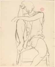 Untitled [draped model seated with right foot in chair seat]-ZYGR122253