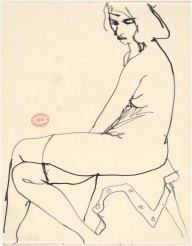 Untitled [female nude in stockings seated on draped stool]-ZYGR122516