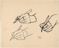Untitled [three studies of a hand holding a writing tool]-ZYGR122730