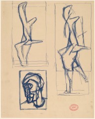 Untitled [cubist head study with two studies of abstract forms]-ZYGR122854