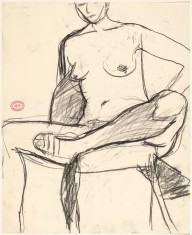 Untitled [seated nude wearing a sandal and pulling her foot into a chair]-ZYGR122421