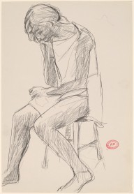 Untitled [woman seated on a stool resting her head on her hand]-ZYGR112545