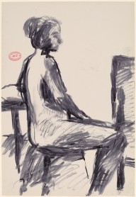 Untitled [side view of female nude seated on a stool]-ZYGR122539