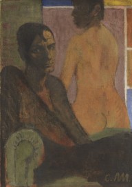 Otto Mueller-Selbstbildnis mit R�ckenakt (im Hintergrund Elfriede Timm). Um 1929.