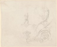 Studies of Foliate and Animal Decoration, Standing Man and Woman, and Fountain-ZYGR179930