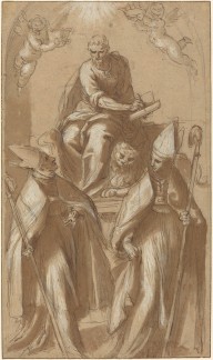Saint Mark with Two Bishops and Putti-ZYGR94040