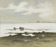 Hans Holtorf-Zwei Gem�lde Abendwolken. Strand mit Steinen. 1973 und 1974.