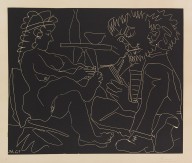 Pablo Picasso-Peintre dessinant et mod�le nu au chapeau. 1965.