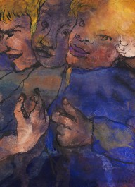 Emil Nolde-Drei Halbfiguren mit gelbem Haar und blauer Kleidung. Um 1931.