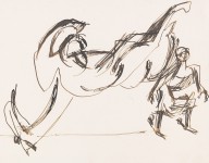 Ernst Ludwig Kirchner-Reiterin vor einem gest�rzten Pferd. 1928.