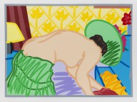 Tom Wesselmann-Judy trying on clothes. 1997.
