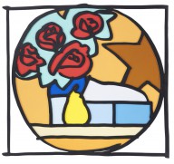 Tom Wesselmann-Still life with four roses and pear. 1993.