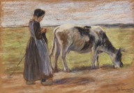 Max Liebermann-Junge Kuhhirtin (Auf der Weide  M�dchen mit Kuh). 1896.