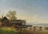 Heinrich B�rkel-Der Starnberger See mit Blick auf das Wettersteingebirge.  Um 1850.