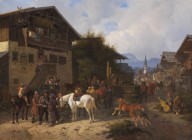 August Franz Schelver-Pferdemarkt in Partenkirchen. 1837.