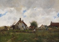 Helmuth Liesegang-Landschaft mit Bauernh�usern. 1884.