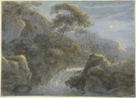 Franz Innocenz Josef Kobell-Waterfall in the Mountains by Moonlight  1800