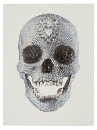 Damien Hirst-For the Love of God - White - Skull Faces Front  2011