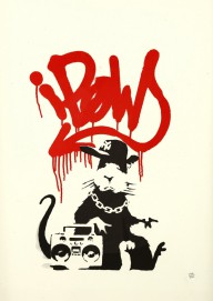 Banksy-Gangsta Rat (Red)  2004
