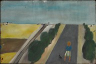 Girl and dog, Kiata, Wimmera; River landscape and figure verso, 1943
