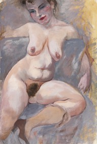 George Grosz-Sitting Female Nude (Die Ehefrau des Künstlers). 1940.