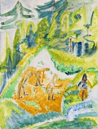 Ernst Ludwig Kirchner-Davoser Landschaft mit Bergbauern. Um 1919.
