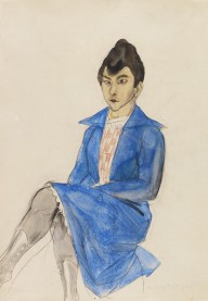 Rudolf Schlichter-Frau mit blauem Kleid. Um 1925.