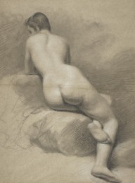 87113------Academic Drawing of a Seated Nude Woman Seen from the Rear_Allan Ramsay