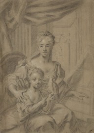87115------Frances Pierrepoint, Countess of Mar, and her Daughter, at a Spinet. Copy after the Paint