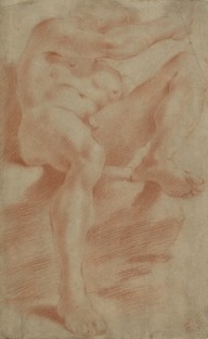 105586------Academic Drawing of a Seated Nude Man Seen from below_Allan Ramsay