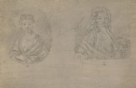124191------Sketches of (a) an Oval Portrait of a Young Lady and (b) a Square Portrait of a Young Ma