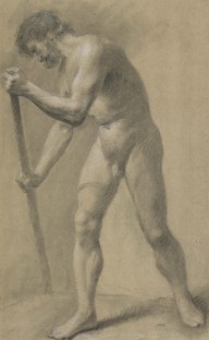 125378------Academic Drawing of a Bearded Man with a Staff_Allan Ramsay