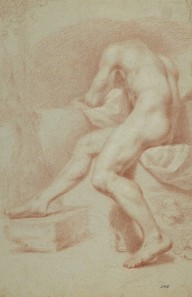125379------A Seated Nude Man Seen from the Rear. Possibly a Copy after a Painting by Pietro di Piet