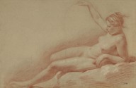 125382------Academic Drawing of a Nude Reclining Woman with her Right Arm Raised [Verso[6] A Similar