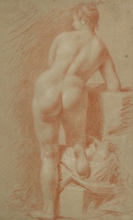 125392------Academic Drawing of a Woman, Kneeling on her Right Knee, Seen from the Rear_Allan Ramsay
