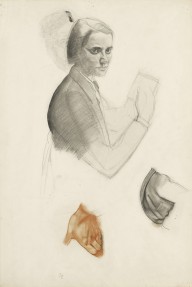 53990------Girl, boy's shoulder & hand (3 sketches on sheet)_James Cowie
