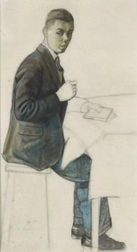 53928------Full length boy seated at a table (Study for A Portrait Group)_James Cowie