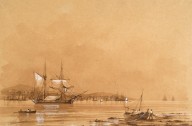 Attributed to Ivan Konstantinovich Aivazovsky (Russian, 1817-1900)， Porto Capena with Market 40 1／4 